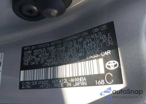 2025 Toyota Corolla Nightshade Edition из США, поврежденный, VIN JTND4MBE9S3253885